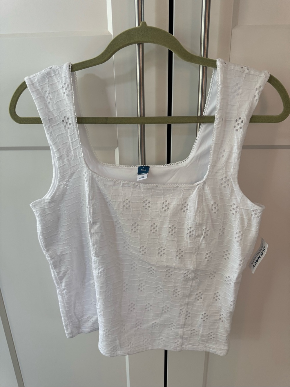 Old Navy White Eyelet Square Neck Tank